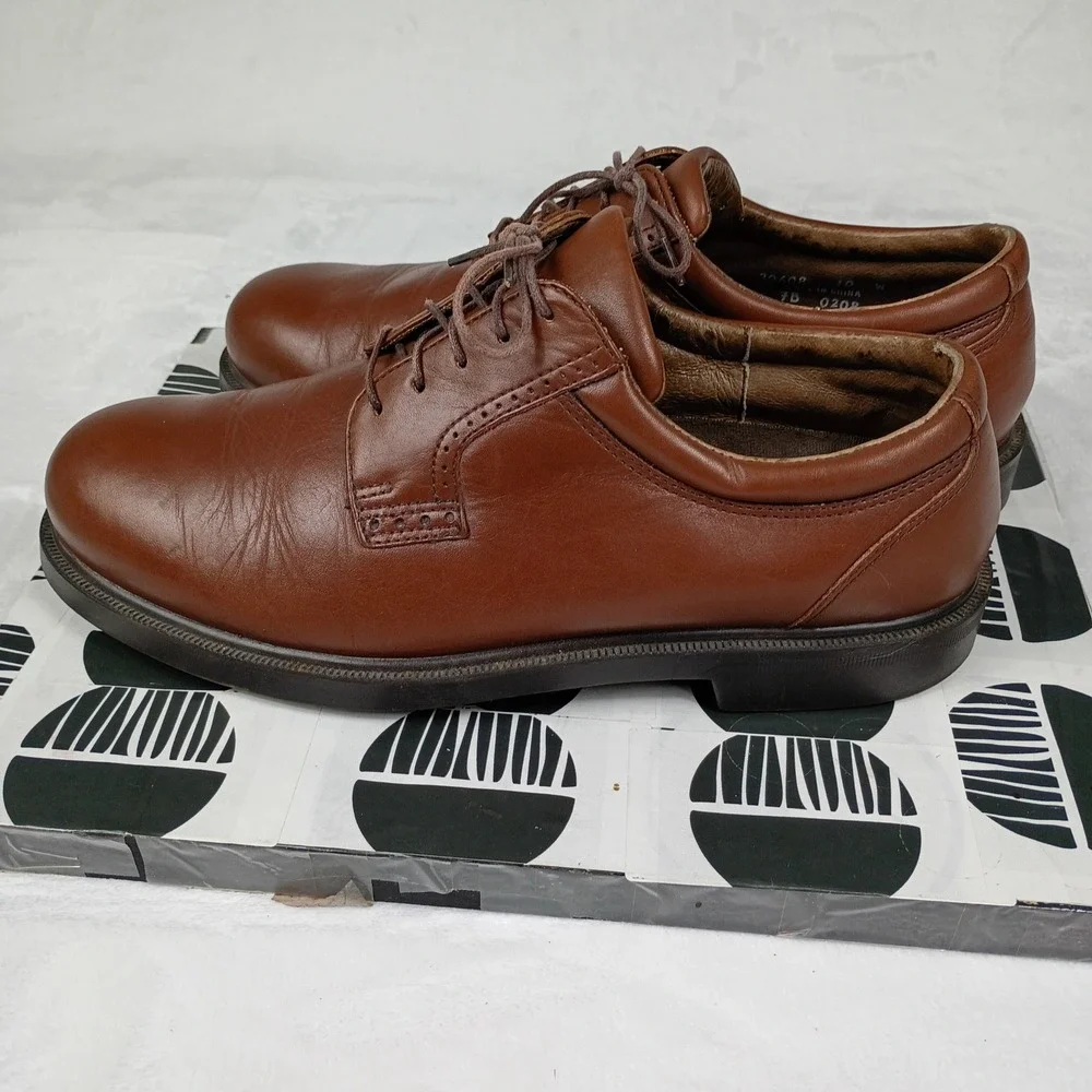Florsheim Comfortech‎ Mens Brown Leather Derby Shoes Lace Up Oxford 10W Tan